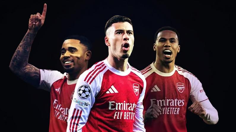 Gabriéis Jesus, Martinelli e Magalhães tentam o primeiro título da Champions de suas carreiras — Foto: Editoria de arte/ge