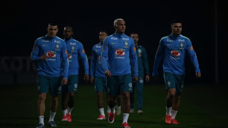 Jogadores da Seleção em preparação para amistoso. Imagem: Divulgação/CBF