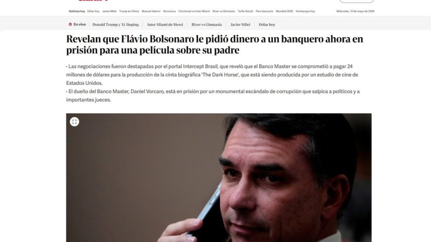Relação entre Flávio Bolsonaro e Vorcaro ganha repercussão na imprensa mundial