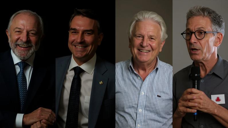 Luiz Inácio Lula da Silva, Flávio Bolsonaro, Ronaldo Caiado e Romeu Zema — Foto: SEAUD/PR, Vittor Sales/Divulgação, Cristiano Borges e Karoline Barreto/Imprensa MG