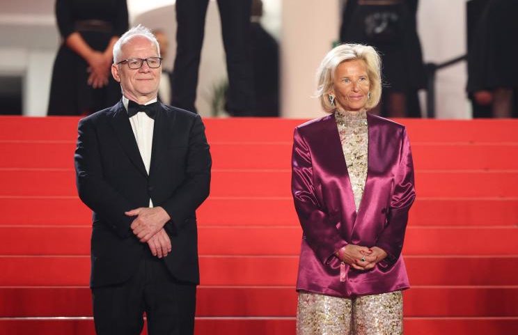 Cannes film festival director Thierry Fremaux and German media executive and President of the Cannes Film Festival Iris Knobloch.