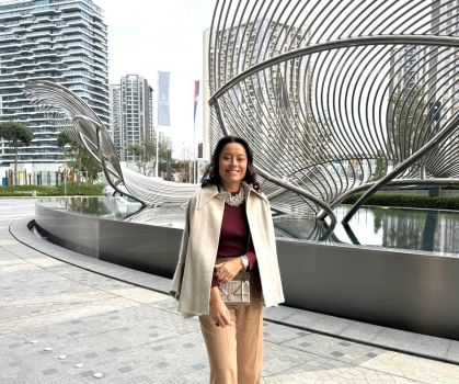 Daniela Filomeno em um parte nova da capital sérvia Belgrado