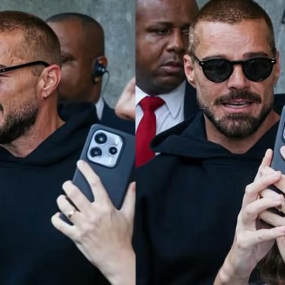 Ricky Martin é tietado ao deixar hotel no Rio após show com Luan Santana