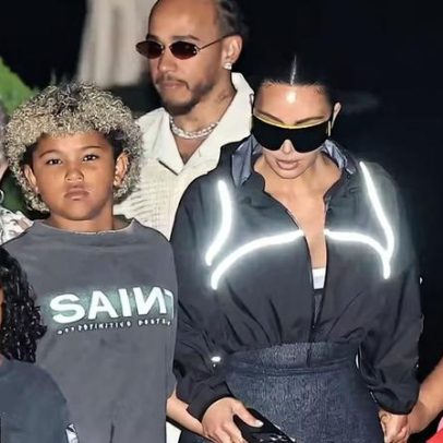 Lewis Hamilton janta pela primeira vez com Kim Kardashian e filhos
