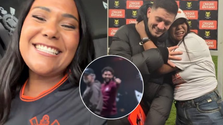 Chaiany vai ao estádio do Corinthians e interage com jogadores