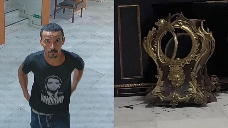 Durante invasão ao Palácio do Planalto, o mecânico Antônio Cláudio Alves Ferreira vandalizou relógio trazido pela família real portuguesa ao Brasil em 1808