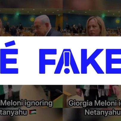 Vídeo falso mostra Meloni recusando aperto de mão a Netanyahu, criado por IA