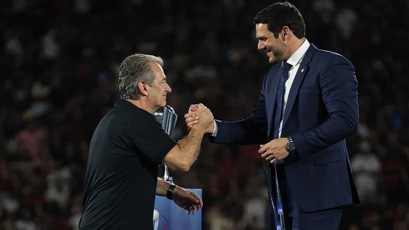Bap, presidente do Flamengo, e Samir Xaud, da CBF (Foto: Adriano Fontes / Flamengo)