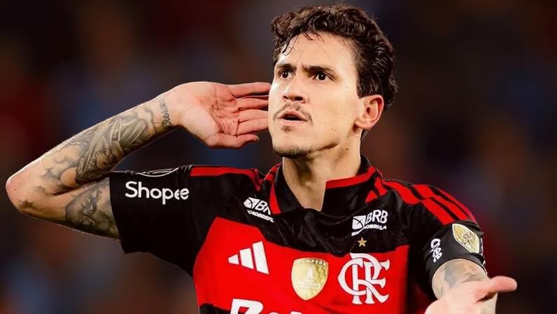Pedro comemora gol do Flamengo contra o Estudiantes (Foto: Adriano Fontes/Flamengo)