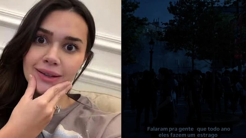 Franciny Ehlke se assusta com torcedores do PSG — Foto: Reprodução/Instagram