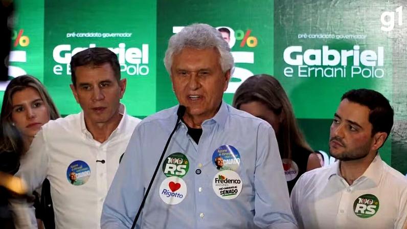 Ronaldo Caiado participa do lançamento da pré-candidatura de Gabriel Souza ao governo do RS — Foto: Marcos Ozanan/Divulgação