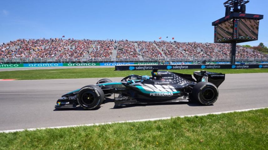 George Russell em ação no GP do Canadá pela F1 2026 (Foto: Geoff Robins / AFP)