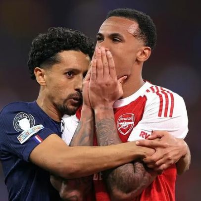 Marquinhos consola Gabriel Magalhães após pênalti perdido na final da Champions