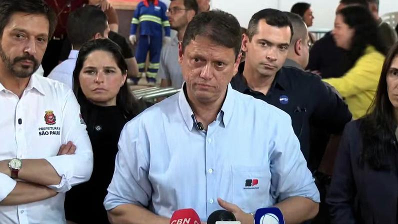 Governador de São Paulo, Tarcísio de Freitas, durante evento em São Paulo — Foto: Reprodução/TV Globo