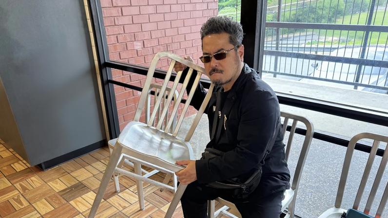 Katsuhiro Harada starting something at the Waffle House.