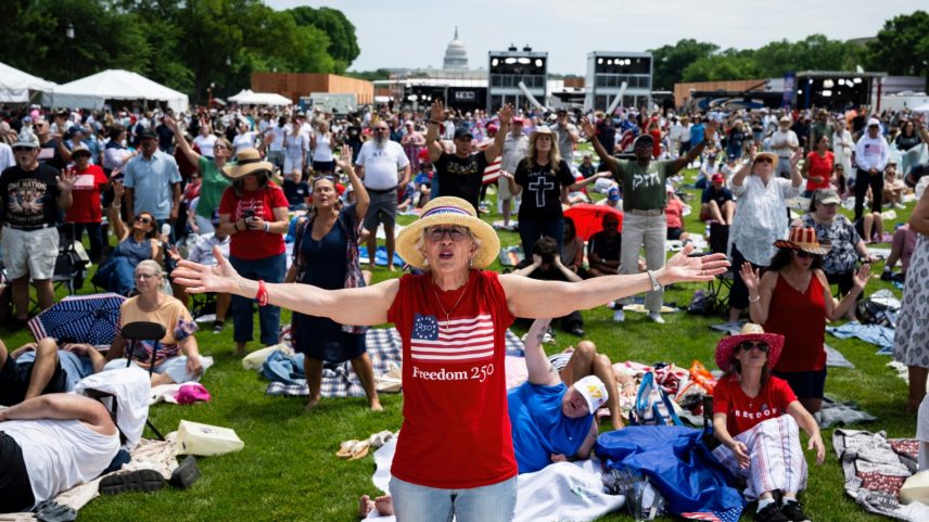 People at the Rededicate 250 event on the National Mall
