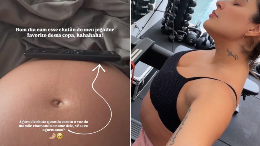 Grávida Lauana Prado mostra filho chutando em vídeos