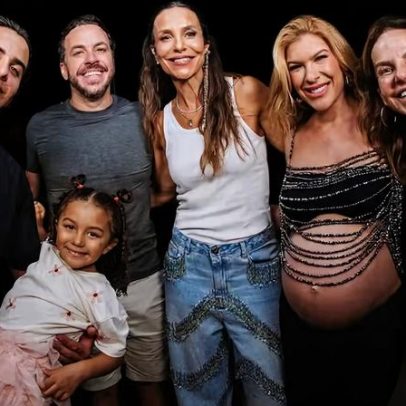 Lore Improta, prestes a dar à luz, curte show de Léo com Ivete e Marcelo Sangalo