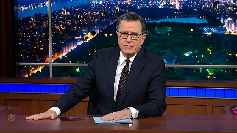 Stephen Colbert says the cancellation of “The Late Show” may have “saved [his] life.” (The host is seen here on a recent episode.)