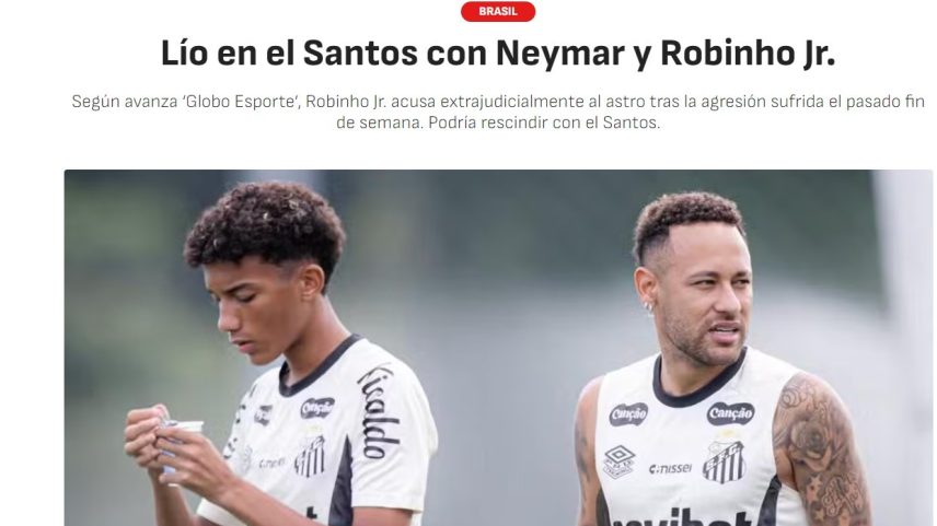 Jornal espanhol reage à acusação contra Neymar citando Santos como pólvora
