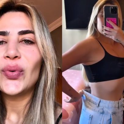 Jéssica Beatriz Costa celebra emagrecimento ao perder mais uma calça