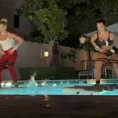 Virginia Fonseca mostra treino de flutuação na piscina em Dubai