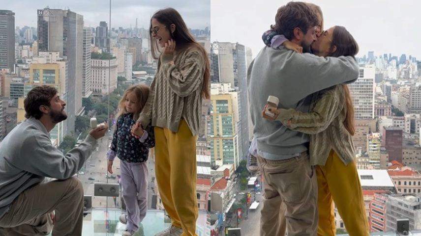 Eike Duarte faz novo pedido de casamento para Natália Vivacqua diante da filha — Foto: Reprodução/ Instagram