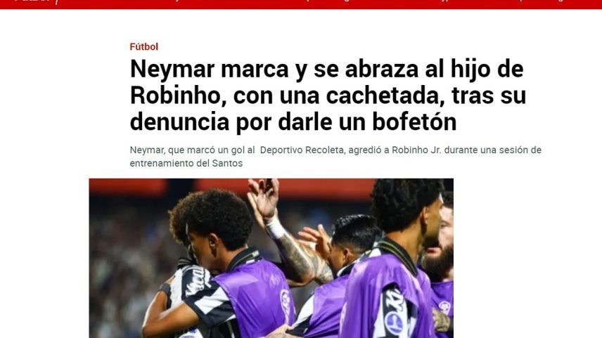 Imprensa elogia abraço de Neymar em Robinho Jr. e critica fase de atacante