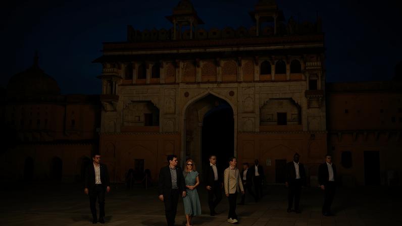 U.S. Secretary of State Marco Rubio, Jeanette Rubio, and U.S. Ambassador Sergio Gor tour the Amber Fort in Jaipur, India.