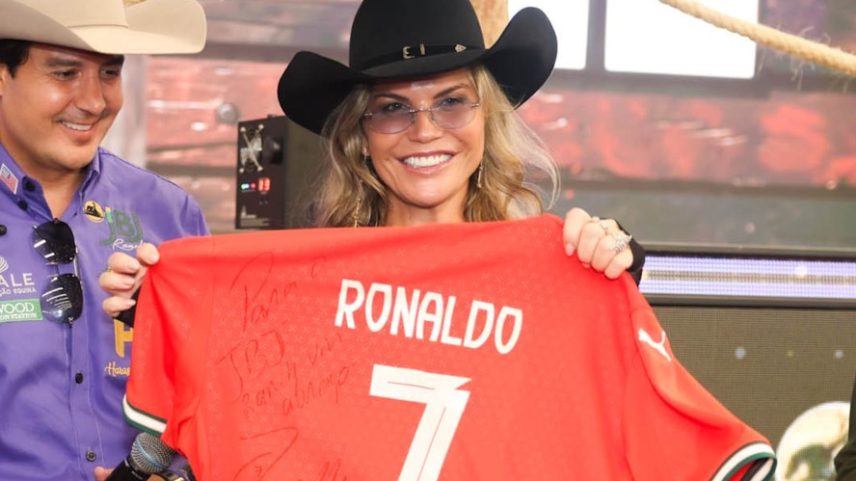 Irmã de Cristiano Ronaldo, Katia Aveiro, prestigia leilão em Goiás — Foto: BrazilNews