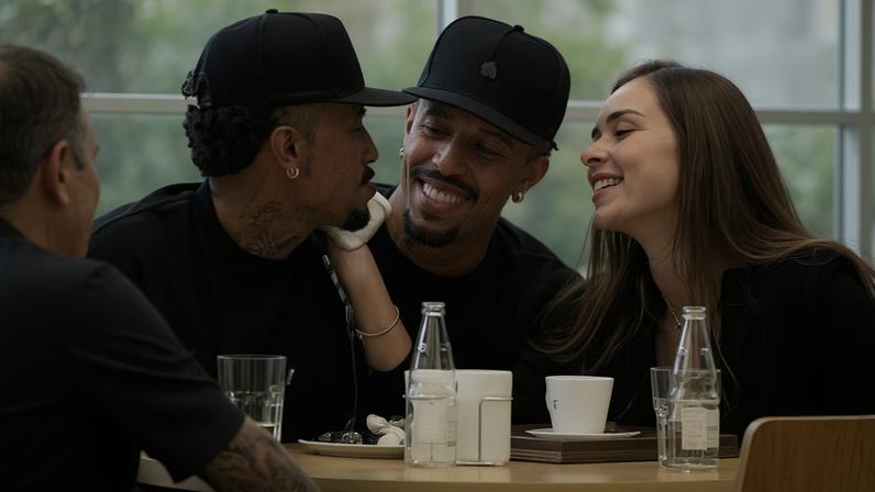 Fora da Copa, Eder Militão e Tainá curtem tarde no shopping em clima de romance — Foto: AgNews