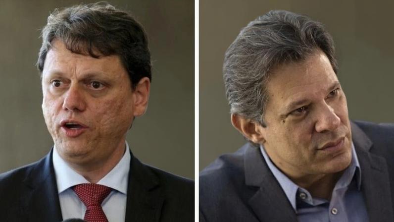 Tarcísio de Freitas (Republicanos) e Fernando Haddad (PT)