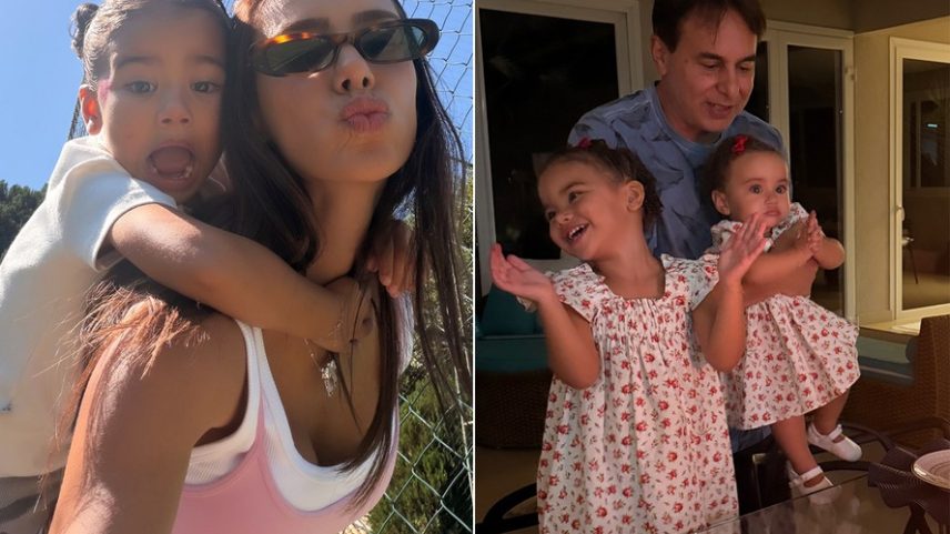 Bruna Biancardi curte dia com Mavie, Mel e o pai, aniversariante do dia