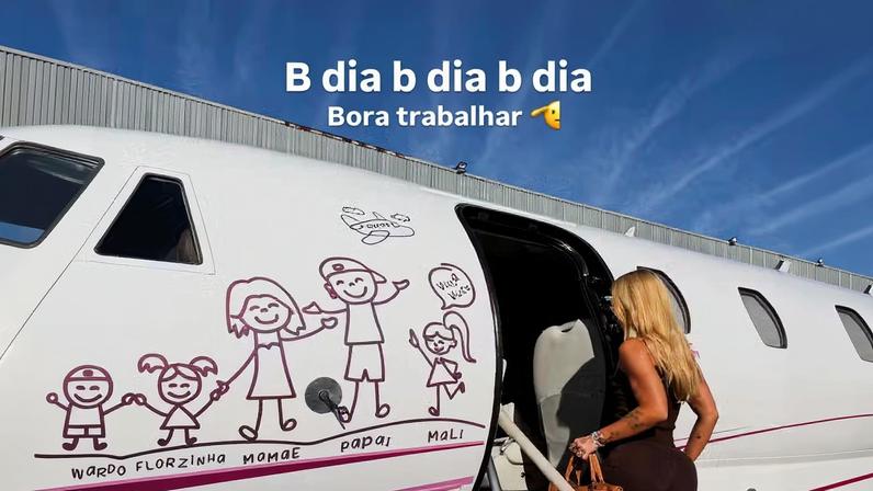 Virginia posa em jatinho e destaca desenho com Zé Felipe após reconciliação