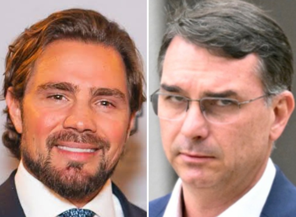 Daniel Vorcaro e Flávio Bolsonaro. — Foto: Reprodução/Evaristo SA/AFP