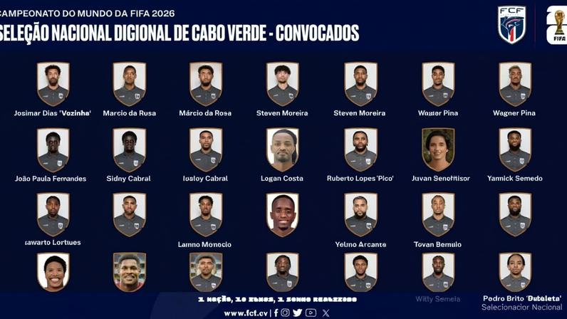 Cabo Verde anuncia os convocados para a Copa do Mundo 2026 — Foto: Divulgação / @fcfcomunica