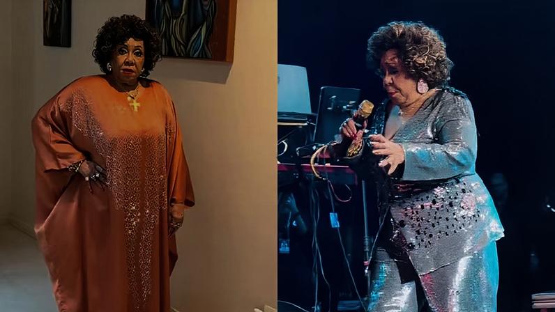 Alcione reage com seu próprio meme após web sugerir que seu vídeo viral sambando seja IA — Foto: Reprodução | Instagram