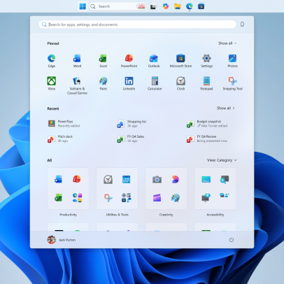 Windows 11 testa barra de tarefas ajustável e menu Iniciar redimensionável