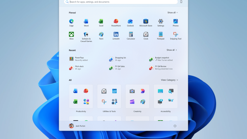 Windows 11 testa barra de tarefas ajustável e menu Iniciar redimensionável