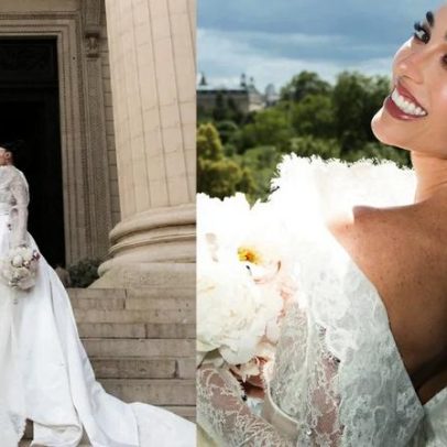 Vestido de Elisa Zarzur em Paris tem renda artesanal, cristais e 640 horas