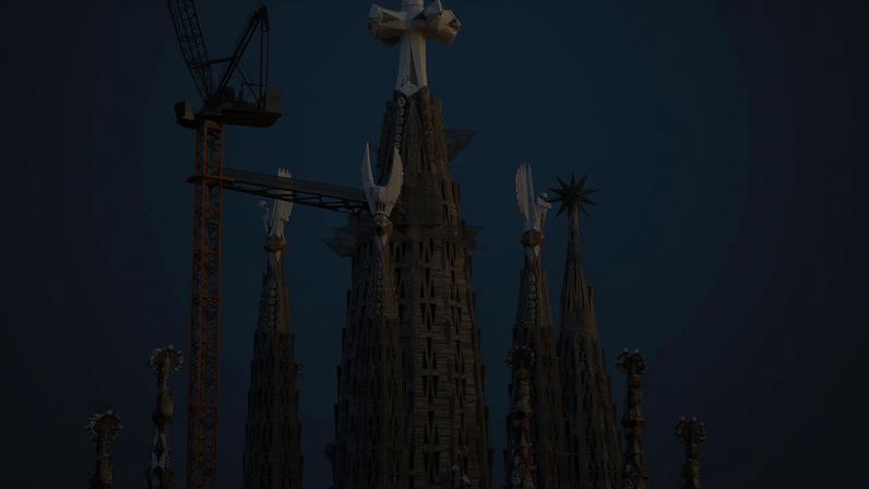 The recent installation of a four-arm cross on the central lantern tower of the Sagrada Família completed the construction of the arboriform basilica