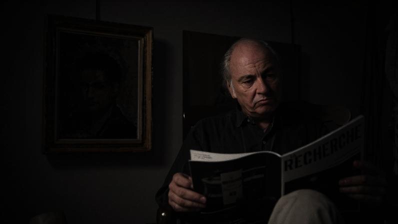 French writer, sociologist, and philosopher, Edgar Morin, who also wrote under the pseudonym Edgar Nahoum, at home.