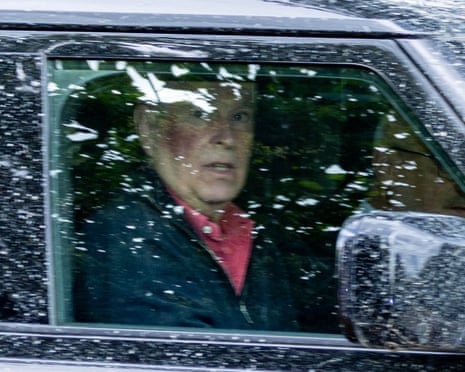Andrew Mountbatten-Windsor, seen leaving his Marsh Farm residence in Norfolk on 4 June with an unexplained red mark on his cheek.