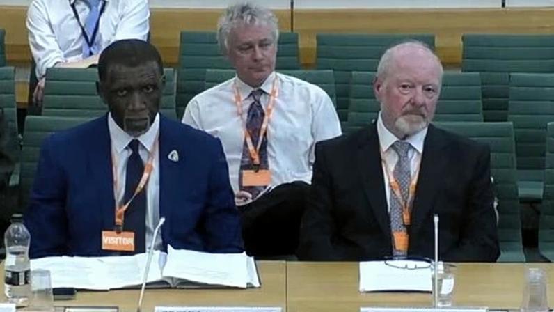 Clive Foster (left) at the public accounts committee hearing on Monday, where he appeared alongside Alan Bates (right) who has been campaigning for victims of the Post Office IT scandal.