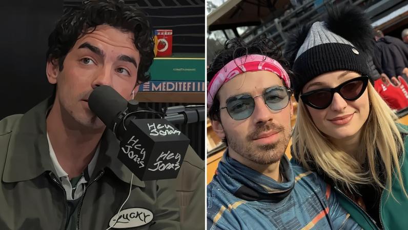 Joe Jonas (pictured here on Tuesday’s episode of his “Hey Jonas” podcast) said he’s “grateful” for the way he and his ex-wife Sophie Turner co-parent their daughters Willa, 5, and Delphine, 3.