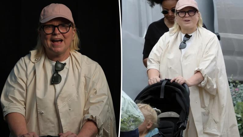 Split images of Sia on June 7.