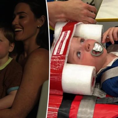 Filho de 4 anos de estrela de reality é levado ao hospital após acidente em castelo inflável