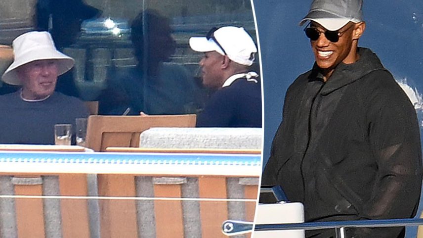 David Geffen and his ex-husband, David Armstrong, were spotted on his yacht in Mallorca on Monday.