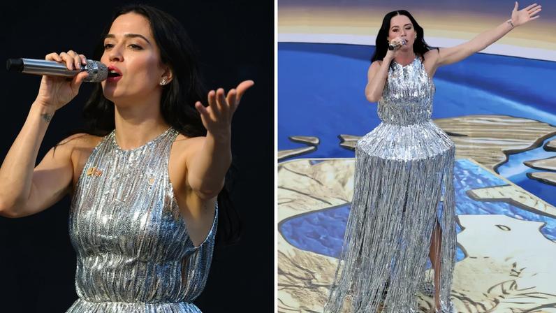 Katy Perry sparkled in silver to help kick off the 2026 World Cup Friday in Los Angeles, as pictured above.