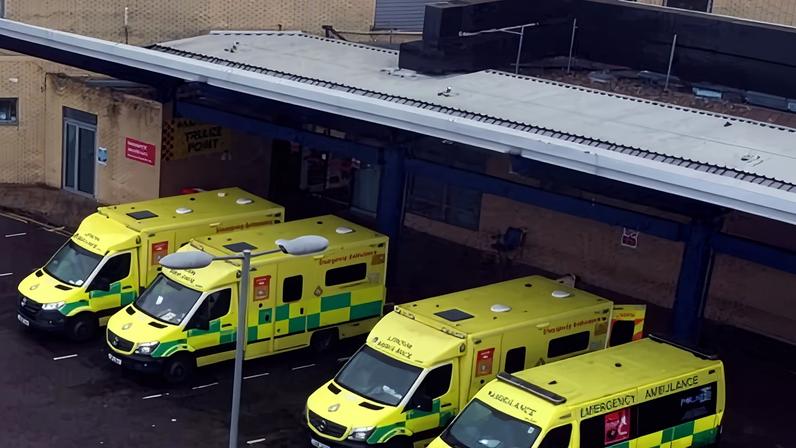 Ambulances outside Queen's hospital in Romford, where the girl was born in July 2019.